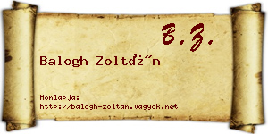 Balogh Zoltán névjegykártya